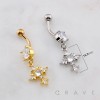 DANGLE  MULTI CZ CROSS CHARM BELLY BUTTON NAVEL RING 316L SURGICAL STEEL